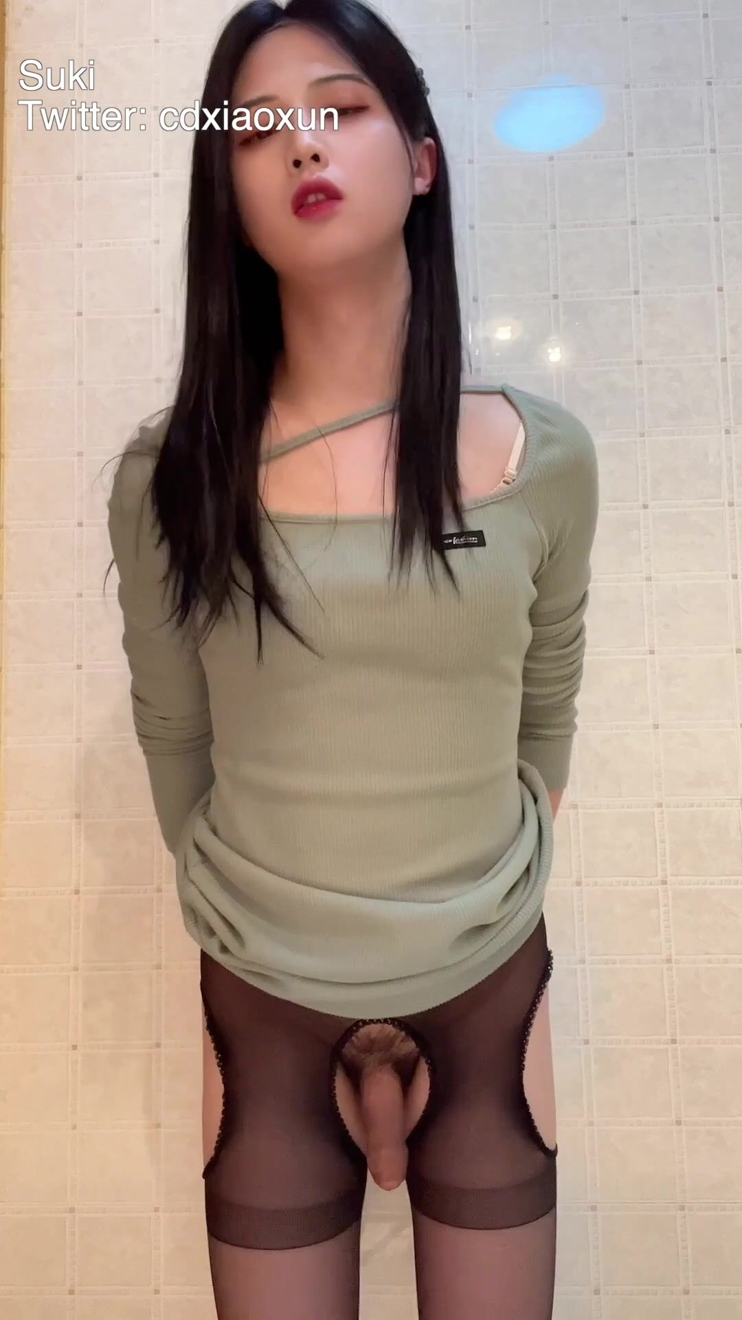 Elia Blaine Sissy Training With Dildo On The Wall