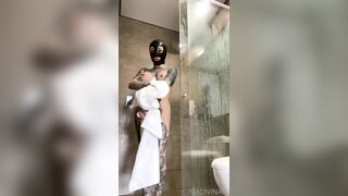 Badninax In The Shower With Latex Hood