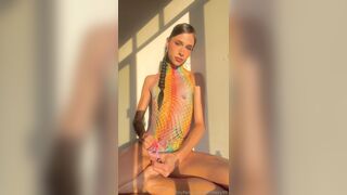 Transfairy99 Masturbates In Fishnet