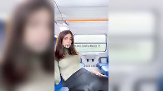 Candice TS Masturbating Cock in Public Train