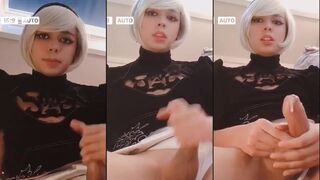 Hot Femboy Ticktimespirit Masturbating Big Cock with Cumshot