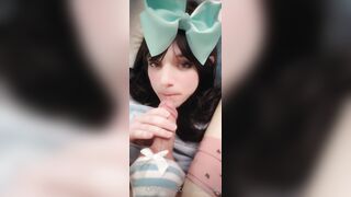 Lunluns Cute Self Blowjob With Cumshot In Mouth