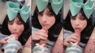Lunluns Cute Self Blowjob With Cumshot In Mouth