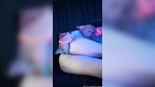 Onyushka Big Dildo Ride In Fishnet