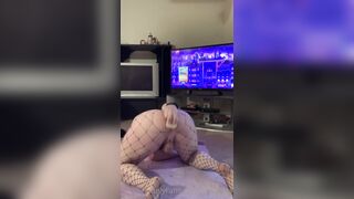 Lovely Jess Dildo Anal Play In Fishnet
