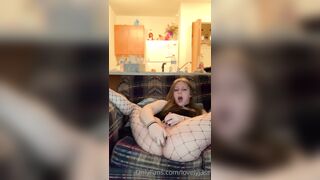 Lovely Jess Anal Play In Fishnet With Pink Dildo