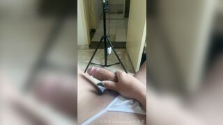 Hot Trans  jerking off until cum explosion