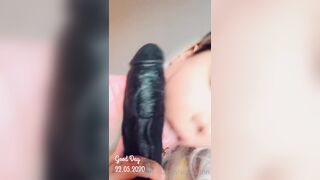 Sofia38nn - Latina Trans Sucking MASSIVE Black Dildo