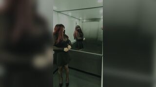 Shemale cd stripping in public elevator