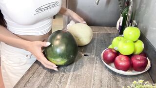 Yoshithunchanok Bizarre Solo Play In The Kitchen With Watermelon