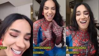 Laura Saenz Spider-Man Cosplay Cam Show With Stroking
