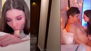 Brunette TS Dildo Sucking and Toying Compilation in Lingerie